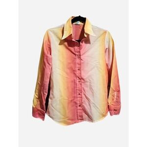 WRANGLER Shirt Vintage Button Down Women Ladies Size 11 Colorful STAINS on back